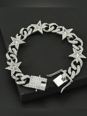 Rhinestone Star Link Bracelet - Silver Sparkle